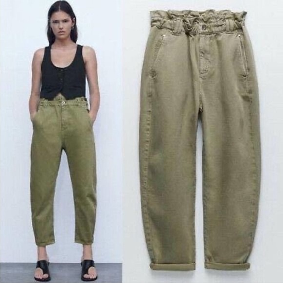 ZARA - PAPER BAG JEANS - SIZE 6 - Picture 1 of 10